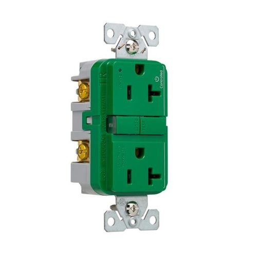 Main product image of Tamper-Resistant, Controlled, Self-Test Gfci, 20A, 125V, Green, Slim Design, TRGFC20GN