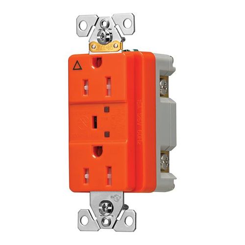 Main product image of Tvss Receptacle, Ig, Led Indicat & Alarm, #14-#10 Awg 15A, 840J, Orange, Straight Blade, TRIG5262RNS