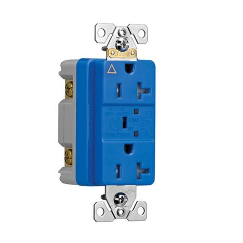 Main product image of Tvss Receptacle, Ig, Led Indicat & Alarm, #14-#10 Awg 20A, 840J, Blue, Straight Blade, TRIG5362BLS