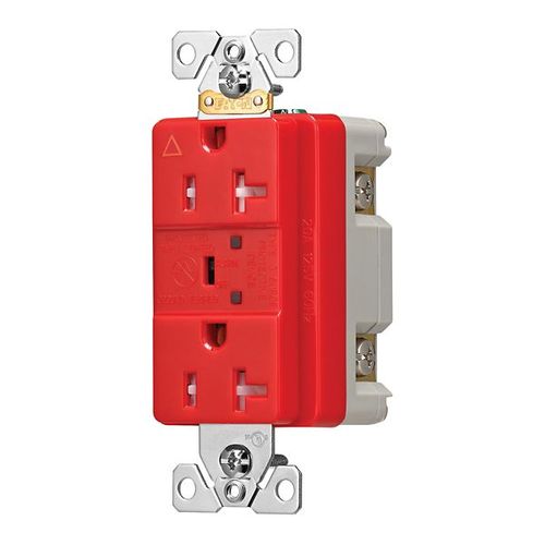 Main product image of Tvss Receptacle, Ig, Led Indicat & Alarm, #14-#10 Awg 20A, 840J, Red, Straight Blade, TRIG5362RDS