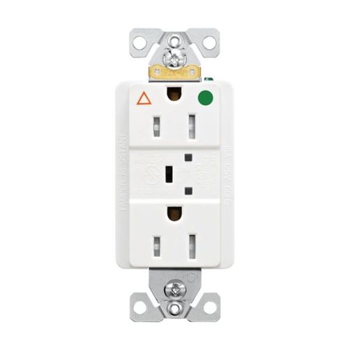 Main product image of Tvss Receptacle, Ig, Hg, Led Indicat & Alarm, #14-#10 Awg 15A, 840J, White Straight Blade, TRIG8262WS