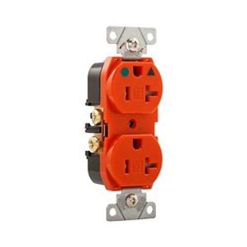 Main product image of Arrow Hart Heavy-Duty Duplex Receptacle, #14-10 Awg 20A, 125V, Orange, TRIG8300RN