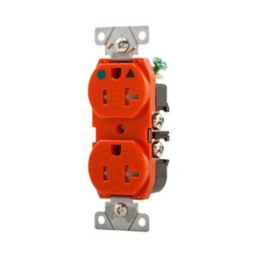 Main product image of Arrow Hart Heavy-Duty Duplex Receptacle, #14-10 Awg 20A, 125V, Orange, TRIG8300RN