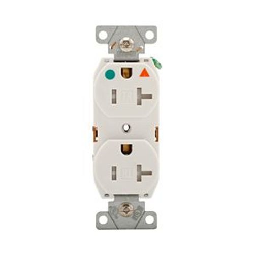 Main product image of Arrow Hart Heavy-Duty Duplex Receptacle, #14-10 Awg 20A, 125V, Impact-Resistant Nylon Face Base, TRIG8300W