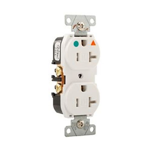 Main product image of Arrow Hart Heavy-Duty Duplex Receptacle, #14-10 Awg 20A, 125V, Impact-Resistant Nylon Face Base, TRIG8300W