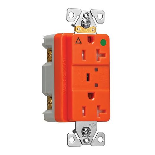 Main product image of Tvss Receptacle, Ig, Hg, Led Indicat & Alarm, #14-#10 Awg 20A, 840J, Orange, Straight Blade, TRIG8362RNS