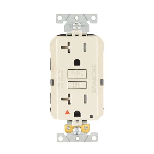 Main product image of Gfci Receptacle, Isolated Ground, Self-Test #14-10 Awg 20A Industrial 125V 2-Pole 3-Wire, Ivory, TRIGSGF20V