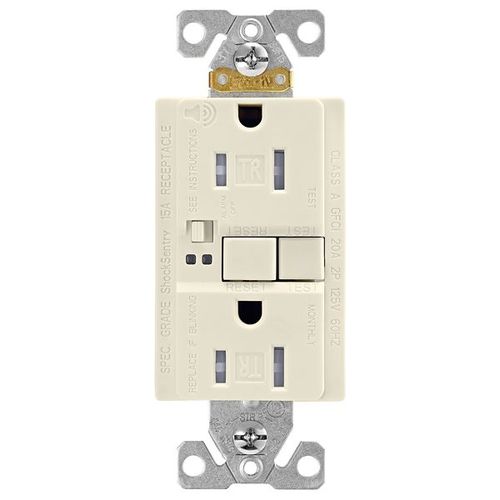 Main product image of Gfci Receptacle, Audible Alarm, Self-Test, #14 -10 Awg 15A 125V, Light Almond, 2-Pole 3-Wire, TRSGFA15LA