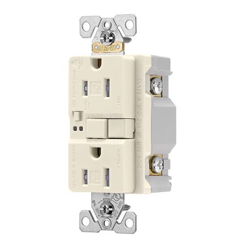 Main product image of Gfci Receptacle, Audible Alarm, Self-Test, #14 -10 Awg 15A 125V, Light Almond, 2-Pole 3-Wire, TRSGFA15LA