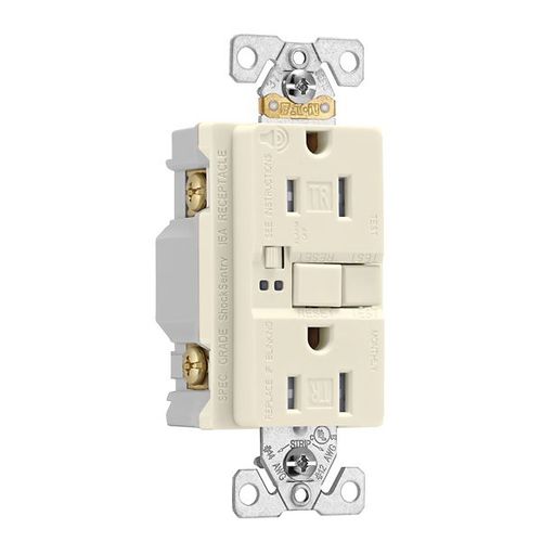 Main product image of Gfci Receptacle, Audible Alarm, Self-Test, #14 -10 Awg 15A 125V, Light Almond, 2-Pole 3-Wire, TRSGFA15LA