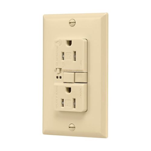 Main product image of Gfci Receptacle, Audible Alarm, Self-Test, #14 -10 Awg 15A 125V, Ivory, 2-Pole 3-Wire, TRSGFA15V