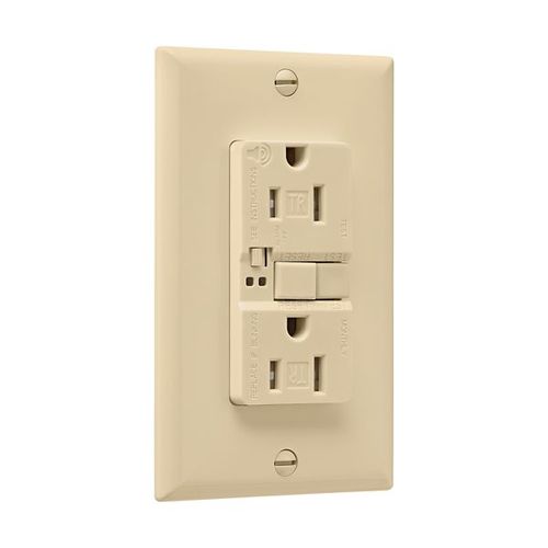 Main product image of Gfci Receptacle, Audible Alarm, Self-Test, #14 -10 Awg 15A 125V, Ivory, 2-Pole 3-Wire, TRSGFA15V