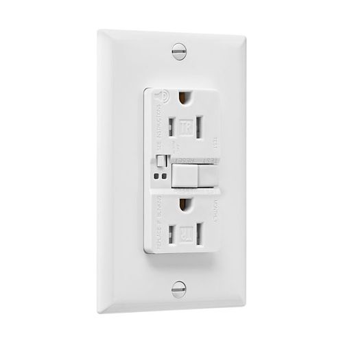 Main product image of Gfci Receptacle, Audible Alarm, 15A, 125 Vac, White A34, TRSGFA15W-M-L
