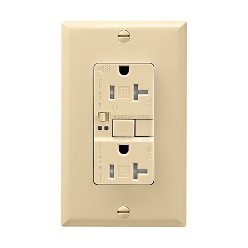 Main product image of Gfci Receptacle, Audible Alarm, Self-Test, #14 -10 Awg 20A 125V, Ivory, 2-Pole 3-Wire, TRSGFA20V