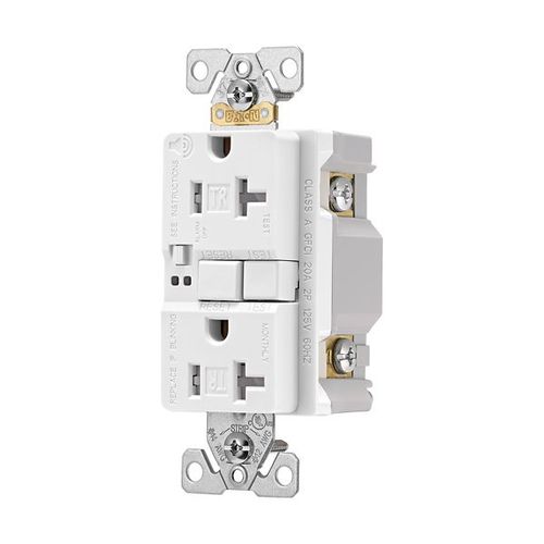 Main product image of Gfci Receptacle, Audible Alarm, Self-Test, #14 -10 Awg 20A 125V, 2-Pole 3-Wire, TRSGFA20W