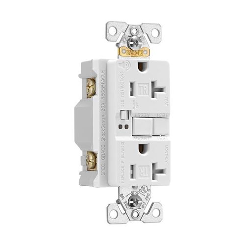 Main product image of Gfci Receptacle, Audible Alarm, Self-Test, #14 -10 Awg 20A 125V, 2-Pole 3-Wire, TRSGFA20W