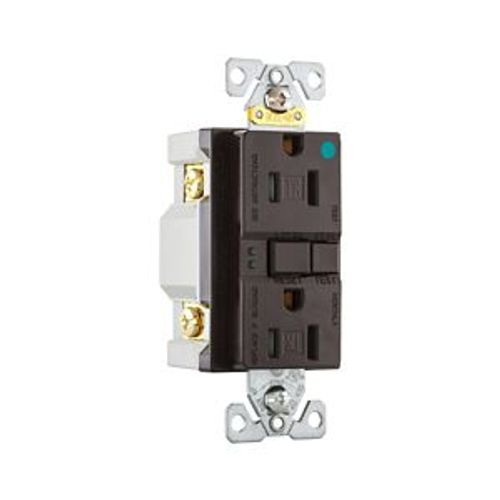 Main product image of Hospital Grade Gfci Receptacle, Self-Test, #14 -10 Awg 15A 125V, Brown, 2-Pole 3-Wire, TRSGFH15FB