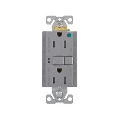 Main product image of Hospital Grade Gfci Receptacle, Self-Test, #14 -10 Awg 15A 125V, Gray, 2-Pole 3-Wire, TRSGFH15FGY