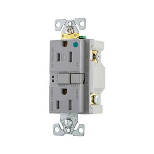 Main product image of Hospital Grade Gfci Receptacle, Self-Test, #14 -10 Awg 15A 125V, Gray, 2-Pole 3-Wire, TRSGFH15FGY