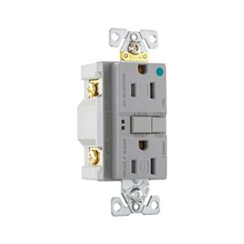 Main product image of Hospital Grade Gfci Receptacle, Self-Test, #14 -10 Awg 15A 125V, Gray, 2-Pole 3-Wire, TRSGFH15FGY
