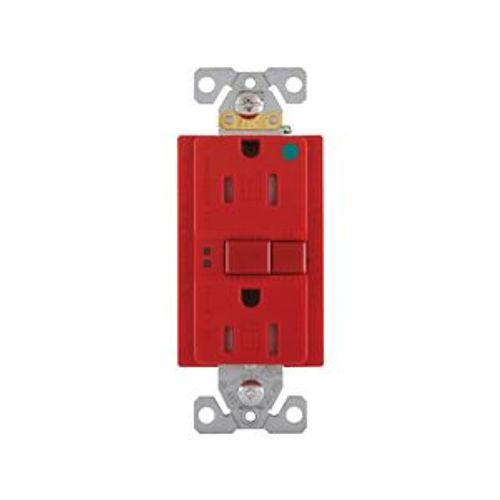 Main product image of Hospital Grade Gfci Receptacle, Self-Test, #14 -10 Awg 15A 125V, Red, 2-Pole 3-Wire, TRSGFH15FRD