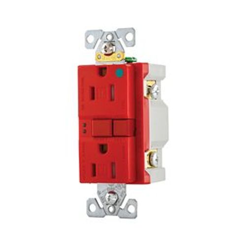Main product image of Hospital Grade Gfci Receptacle, Self-Test, #14 -10 Awg 15A 125V, Red, 2-Pole 3-Wire, TRSGFH15FRD