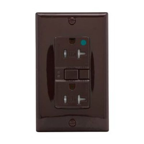 Main product image of Hospital Grade Gfci Receptacle, Self-Test, #14 -10 Awg 20A 125V, Brown, 2-Pole 3-Wire, TRSGFH20FB