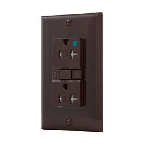 Main product image of Hospital Grade Gfci Receptacle, Self-Test, #14 -10 Awg 20A 125V, Brown, 2-Pole 3-Wire, TRSGFH20FB