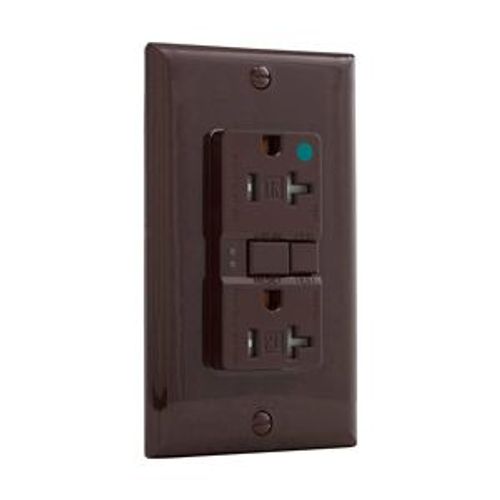 Main product image of Hospital Grade Gfci Receptacle, Self-Test, #14 -10 Awg 20A 125V, Brown, 2-Pole 3-Wire, TRSGFH20FB