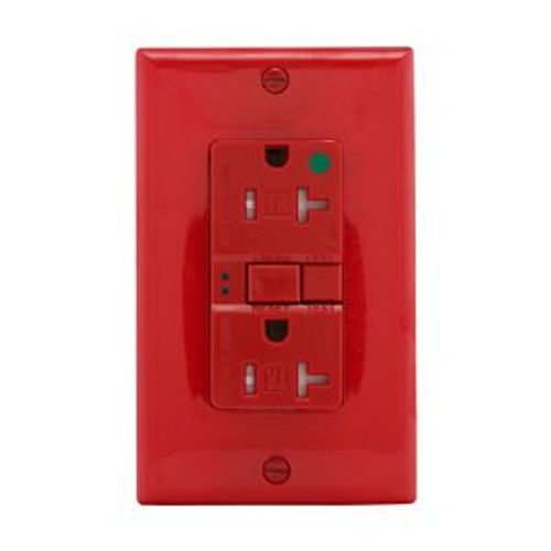 Main product image of Hospital Grade Gfci Receptacle, Self-Test, #14 -10 Awg 20A 125V, Red, 2-Pole 3-Wire, TRSGFH20FRD