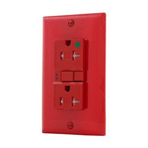 Main product image of Hospital Grade Gfci Receptacle, Self-Test, #14 -10 Awg 20A 125V, Red, 2-Pole 3-Wire, TRSGFH20FRD