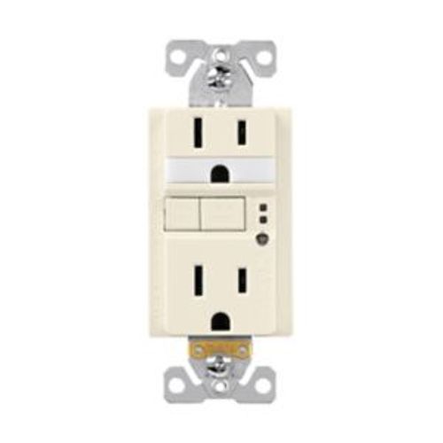 Main product image of Gfci Receptacle, Nightlight, Self-Test, #14 -10 Awg 15A 125V, Light Almond, Night Light, 2-Pole, TRSGFNL15LA