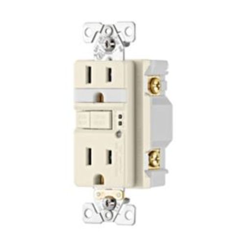 Main product image of Gfci Receptacle, Nightlight, Self-Test, #14 -10 Awg 15A 125V, Light Almond, Night Light, 2-Pole, TRSGFNL15LA