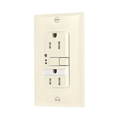 Main product image of Gfci Receptacle, Nightlight, Self-Test, #14 -10 Awg 15A 125V, Light Almond, Night Light, 2-Pole, TRSGFNL15LA
