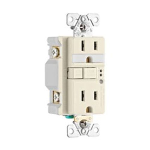 Main product image of Gfci Receptacle, Nightlight, Self-Test, #14 -10 Awg 15A 125V, Light Almond, Night Light, 2-Pole, TRSGFNL15LA