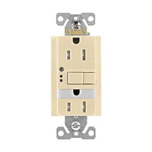 Main product image of Gfci Receptacle, Nightlight, Self-Test, #14 -10 Awg 15A 125V, Ivory, Night Light, 2-Pole 3-Wire, TRSGFNL15V