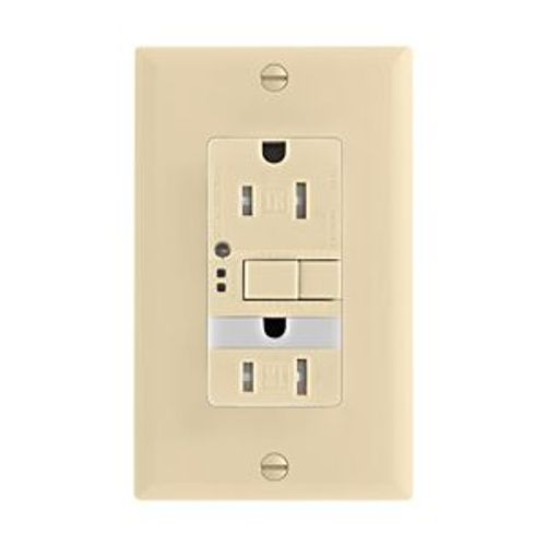Main product image of Gfci Receptacle, Nightlight, Self-Test, #14 -10 Awg 15A 125V, Ivory, Night Light, 2-Pole 3-Wire, TRSGFNL15V
