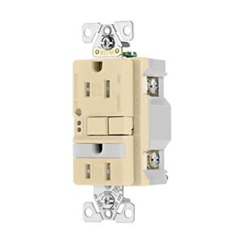 Main product image of Gfci Receptacle, Nightlight, Self-Test, #14 -10 Awg 15A 125V, Ivory, Night Light, 2-Pole 3-Wire, TRSGFNL15V