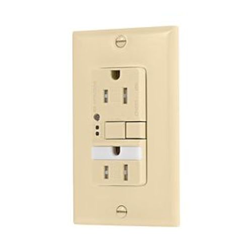 Main product image of Gfci Receptacle, Nightlight, Self-Test, #14 -10 Awg 15A 125V, Ivory, Night Light, 2-Pole 3-Wire, TRSGFNL15V
