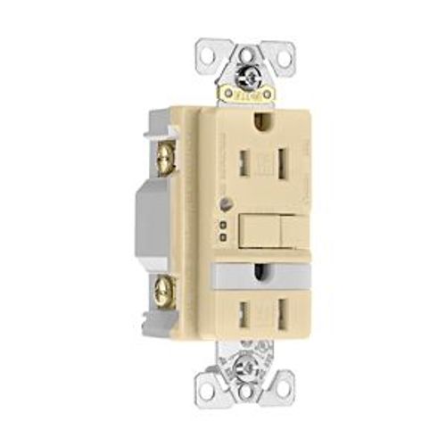 Main product image of Gfci Receptacle, Nightlight, Self-Test, #14 -10 Awg 15A 125V, Ivory, Night Light, 2-Pole 3-Wire, TRSGFNL15V