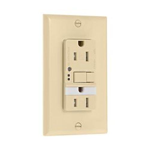 Main product image of Gfci Receptacle, Nightlight, Self-Test, #14 -10 Awg 15A 125V, Ivory, Night Light, 2-Pole 3-Wire, TRSGFNL15V