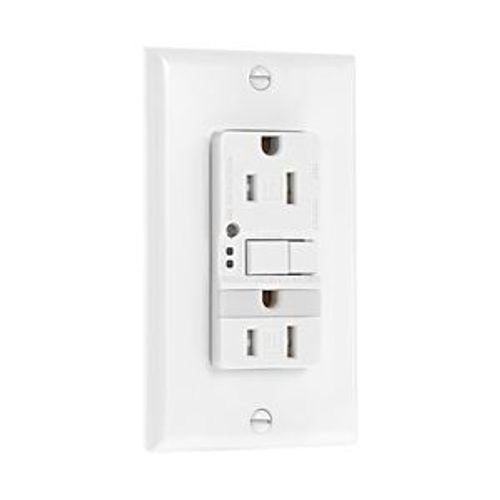 Main product image of Gfci Receptacle, Nightlight, Self-Test, #14 -10 Awg 15A 125V, Night Light, 2-Pole 3-Wire, TRSGFNL15W