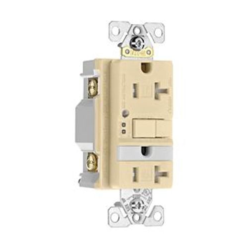 Main product image of Gfci Receptacle, Nightlight, Self-Test, #14 -10 Awg 20A 125V, Ivory, Night Light, 2-Pole 3-Wire, TRSGFNL20V