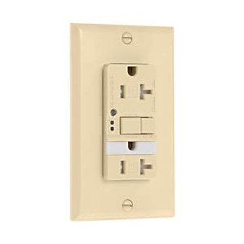 Main product image of Gfci Receptacle, Nightlight, Self-Test, #14 -10 Awg 20A 125V, Ivory, Night Light, 2-Pole 3-Wire, TRSGFNL20V