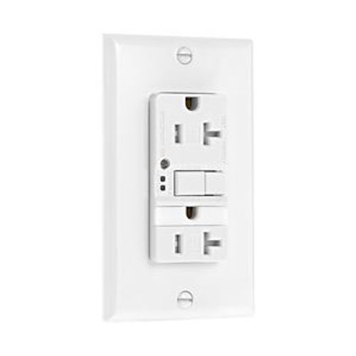 Main product image of Gfci Receptacle, Nightlight, Self-Test, #14 -10 Awg 20A 125V, Night Light, 2-Pole 3-Wire, TRSGFNL20W