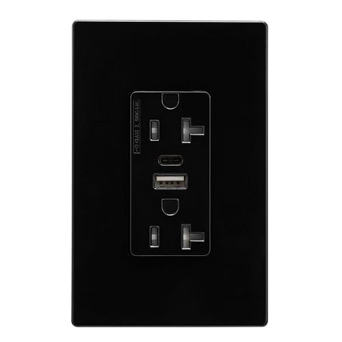 Main product image of Combo Usb Type A & C Charger, 20A 5-20R Receptacle, Black, Usb, Flush, 2 Pole, 3 Wire, 125 V, TRUSBAC20BK-BOX