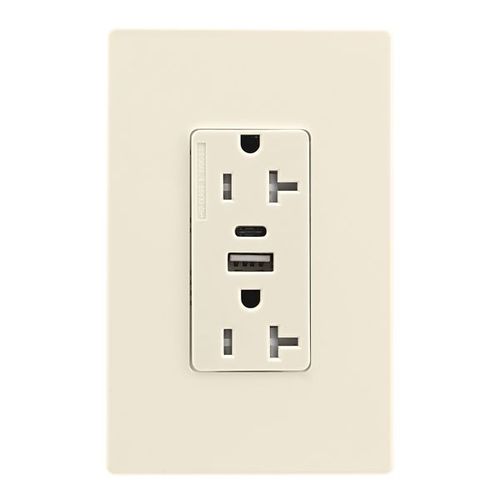 Main product image of Combo Usb Type A & C Charger, 20A 5-20R Receptacle, Light Almond, Usb, Flush, 2 Pole, 3-Wire, TRUSBAC20LA-BOX