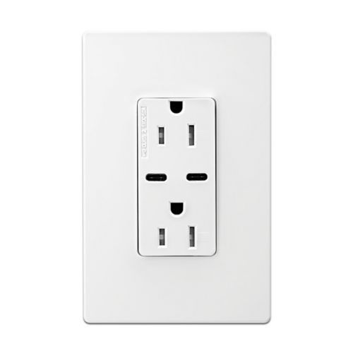 Main product image of Combination Usb Type-C Charger, 15A 5-15R Receptacle, 5A, 125 Vac, White, Box, TRUSBC15W-BX-L