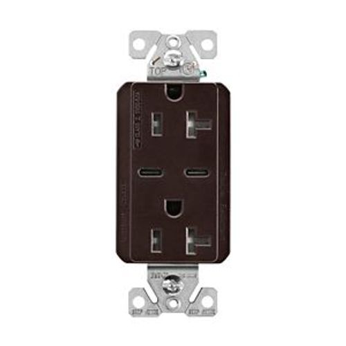 Main product image of Combination Usb Type-C Charger, 20A 5-20R Receptacle, 5A, 125 Vac, Brown, Box, TRUSBC20B-BOX