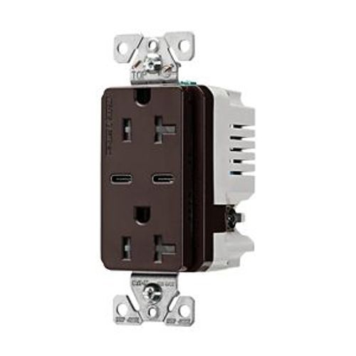 Main product image of Combination Usb Type-C Charger, 20A 5-20R Receptacle, 5A, 125 Vac, Brown, Box, TRUSBC20B-BOX